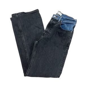 Abercrombie & Fitch Relaxed High Rise Black Blue Denim Jeans Women Straight 90s